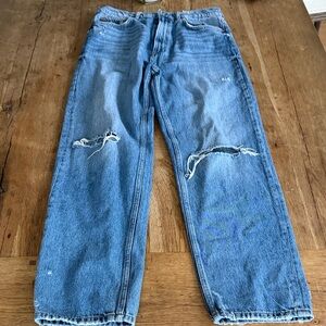 Zara Distressed Blue Straight Jeans Size 6